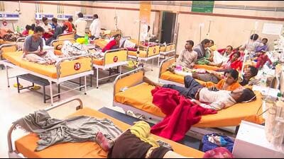 Patients being transferred to a general ward of Civil Hospital following a fire incident at Lok Bandhu Hospital, in Lucknow on Tuesday. (ANI Photo) Patients being transferred to a general ward of Civil Hospital following a fire incident at Lok Bandhu Hospital, in Lucknow on Tuesday. (ANI Photo)
