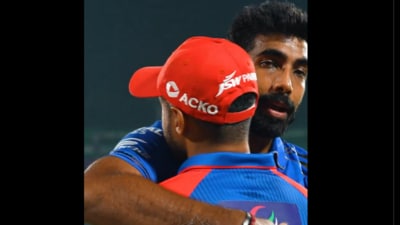 Jasprit Bumrah hugs Karun Nair Jasprit Bumrah hugs Karun Nair