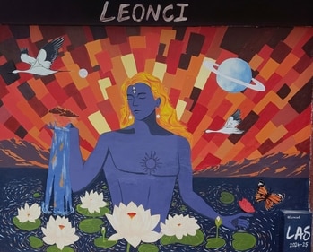 This wall mural has been painted by members of Fine Arts Society of Sri Venkateswara College, in their college campus.