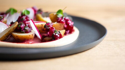 KLE’s elegant plating blends Moroccan and Mexican plant-based influences.