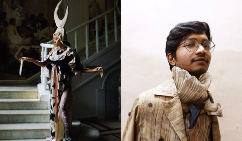 Model Maria Guite in Ashish Karmali and neckpiece from St Erasmus. Model Maria Guite in Ashish Karmali and neckpiece from St Erasmus.