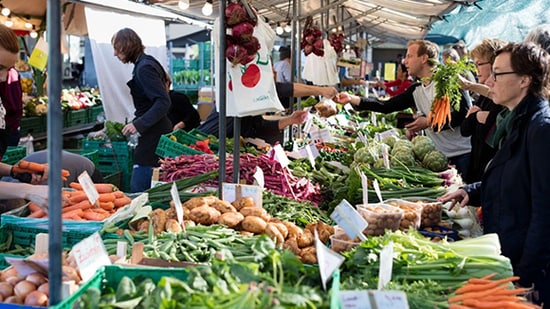 The market in Zurich has fresh vegetables of every kind from the local farmers.