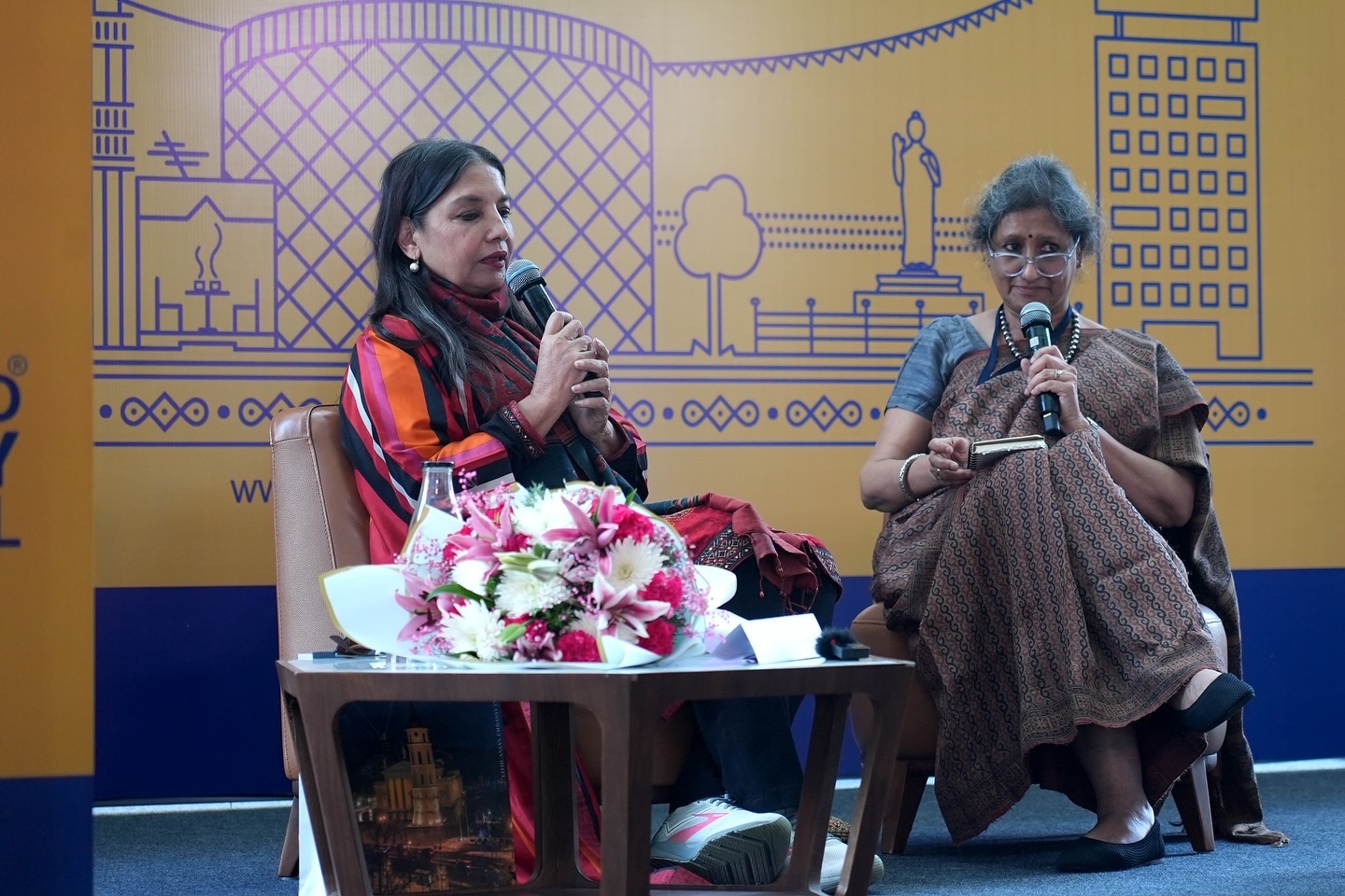 Shabana Azmi in conversation with Amita Desai (Courtesy Hyderabad Literary Festival) Shabana Azmi in conversation with Amita Desai (Courtesy Hyderabad Literary Festival)