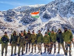 Army personnel pose after successful conclusion of ARMEX-24, a high-altitude adventure expedition. It took participants on a journey from the dense jungles of North Bengal to the treacherous, snow-clad heights of Sikkim, covering a total of 146 kilometres.