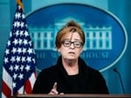 Patty Morin, mother of Rachel Morin, speaks during a news conference at the White House