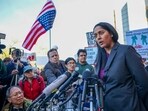 Attorney Rina Gandhi speaks about Kilmar Abrego Garcia, who was mistakenly deported to El Salvador after Federal Court on April 15, 2025 in Greenbelt, Maryland. 