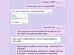 The woman shared a screenshot of the chat. The woman shared a screenshot of the chat.