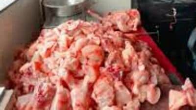 According to industry estimates, more than 5,000 goats and approximately 25,000 chickens are slaughtered and sold daily in Lucknow without any supervision or standard hygiene protocols. (REPRESENTATIONAL PHOTO)