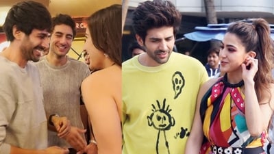 Kartik Aaryan, Ibrahim Ali Khan and Sara Ali Khan Kartik Aaryan, Ibrahim Ali Khan and Sara Ali Khan