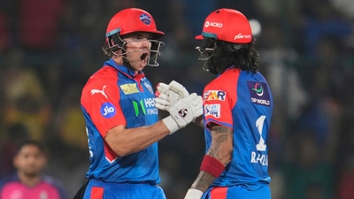 Delhi Capitals' KL Rahul, right, celebrates with batting partner Tristan Stubbs after their win in the Indian Premier League cricket match against Rajasthan Royals at Arun Jaitley Stadium in New Delhi, India, Wednesday, April 16, 2025. (AP Photo/Manish Swarup) Delhi Capitals' KL Rahul, right, celebrates with batting partner Tristan Stubbs after their win in the Indian Premier League cricket match against Rajasthan Royals at Arun Jaitley Stadium in New Delhi, India, Wednesday, April 16, 2025. (AP Photo/Manish Swarup)