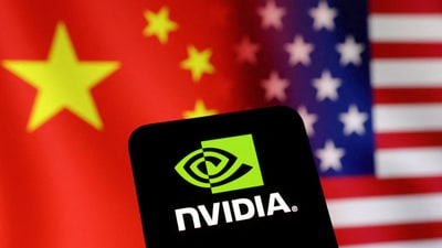 The Nvidia logo and US and Chinese flags are seen in this illustration taken on January 29, 2025. (Dado Ruvic/Reuters)