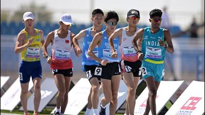 Nitin Gupta (front) in action at Asian U18 Athletics Championships in Saudi Arabia. (Asian Athletics)