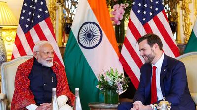 Prime Minister Narendra Modi met United States Vice President JD Vance at Elysee Palace in Paris. (ANI Grab) Prime Minister Narendra Modi met United States Vice President JD Vance at Elysee Palace in Paris. (ANI Grab)