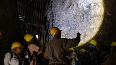 The Sterkfontein caves in South Africa have reopened after nearly three years, offering visitors a closer look at ongoing palaeontological research. (AFP) The Sterkfontein caves in South Africa have reopened after nearly three years, offering visitors a closer look at ongoing palaeontological research. (AFP)