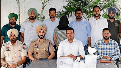The accused in custody of Ludhiana police on Wednesday. (HT Photo)