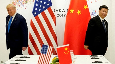 US President Donald Trump attends a bilateral meeting with China's President Xi Jinping during the G20 leaders summit in Osaka. (REUTERS File)