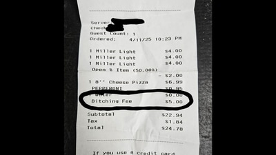 Indiana local charged bizarre ‘bitching fee’ at pizzeria (Reddit) Indiana local charged bizarre ‘bitching fee’ at pizzeria (Reddit)