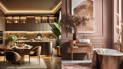 From statement basins to chic cabinets: Mocha Mousse is changing the kitchen and bathroom game. (Image by Pinterest)