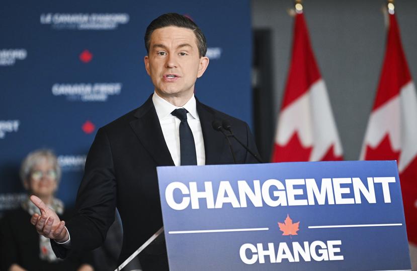 Conservative Party leader Pierre Poilievre speaks during a federal election campaign stop in Montreal, on Tuesday. (AP) Conservative Party leader Pierre Poilievre speaks during a federal election campaign stop in Montreal, on Tuesday. (AP)