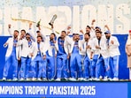 Indian players celebrate with the trophy after winning the ICC Champions Trophy 2025 final match against New Zealand Indian players celebrate with the trophy after winning the ICC Champions Trophy 2025 final match against New Zealand
