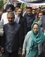 Chief minister Sukhvinder Singh Sukhu, State Congress president Pratibha Singh, rural development minister Anirudh Singh, public works minister Vikramaditya Singh, several MLAs, senior party leaders, and party workers participated in the protest. (HT Photo)