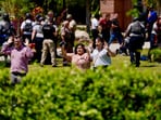 People evacuate Florida State University (FSU) campus after a mass shooting in Tallahassee, Florida, U.S., April 17, 2025.  