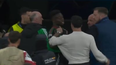 Bukayo Saka had a tunnel bust-up with Dani Carvajal. (Twitter) Bukayo Saka had a tunnel bust-up with Dani Carvajal. (Twitter)