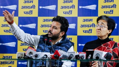 Aam Aadmi Party leader Durgesh Pathak with Atishi addresses a press conference, at party office in New Delhi. (ANI File Photo) Aam Aadmi Party leader Durgesh Pathak with Atishi addresses a press conference, at party office in New Delhi. (ANI File Photo)