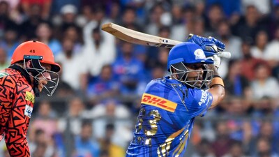 Jacks and Suryakumar fell to Pat Cummins in consecutive overs after which Hardik Pandya and Tilak Varma continued MI's cruise to the target. (ANI) Jacks and Suryakumar fell to Pat Cummins in consecutive overs after which Hardik Pandya and Tilak Varma continued MI's cruise to the target. (ANI)