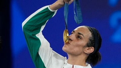 Gold medalist Algeria's Imane Khelif kisses her medal for the women's 66 kg final boxing match at the 2024 Summer Olympics, Friday, Aug. 9, 2024, in Paris, France. (AP Photo/John Locher, file) (AP) Gold medalist Algeria's Imane Khelif kisses her medal for the women's 66 kg final boxing match at the 2024 Summer Olympics, Friday, Aug. 9, 2024, in Paris, France. (AP Photo/John Locher, file) (AP)