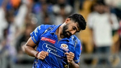 He couldn't carry on much further though with Jasprit Bumrah cleaning him up first ball of the very next over. Aniket Verma then provided a good finish in the last over for SRH and they ended their innings on 162/5. (AFP) He couldn't carry on much further though with Jasprit Bumrah cleaning him up first ball of the very next over. Aniket Verma then provided a good finish in the last over for SRH and they ended their innings on 162/5. (AFP)