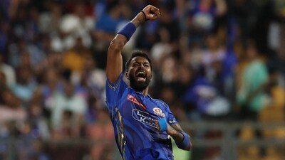 MI captain Hardik Pandya got the breakthrough in the eighth over in the form of Abhishek Sharma who fell after scoring 40 in 28 balls.&nbsp; (REUTERS)
