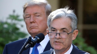 US President Donald Trump with US Federal Reserve Chair Jerome Powell. (REUTERS)
