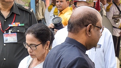 West Bengal Governor CV Ananda Bose and state Chief Minister Mamata Banerjee. (ANI)