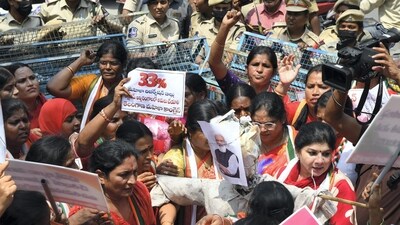 Leaders of the Telangana Pradesh Congress committee protested the agency's chargesheet against its leaders, Rahul Gandhi and Sonia Gandhi, in the National Herald case on Thursday outside the Directorate of Enforcement headquarters in Hyderabad. (PTI/representative ) Leaders of the Telangana Pradesh Congress committee protested the agency's chargesheet against its leaders, Rahul Gandhi and Sonia Gandhi, in the National Herald case on Thursday outside the Directorate of Enforcement headquarters in Hyderabad. (PTI/representative )