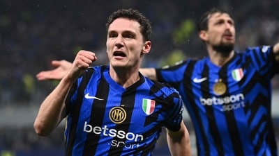 Inter Milan's French defender #28 Benjamin Pavard celebrates scoring his team's second goal (AFP) Inter Milan's French defender #28 Benjamin Pavard celebrates scoring his team's second goal (AFP)