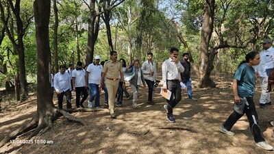 The joint visit was carried out against the backdrop of concerns raised by citizens over the safety of the sacred grove due to ongoing work on the RFD Project at the confluence of the Ram Nadi and Mula River. (HT)