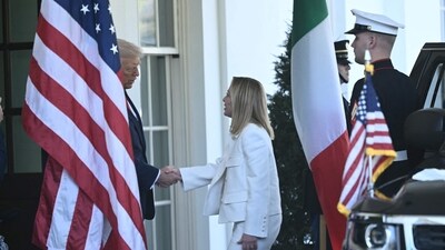 President Donald Trump greets Italy's Prime Minister Giorgia Meloni at the White House, Thursday, April 17, 2025, in Washington. (AP Photo/Alex Brandon) (AP) President Donald Trump greets Italy's Prime Minister Giorgia Meloni at the White House, Thursday, April 17, 2025, in Washington. (AP Photo/Alex Brandon) (AP)