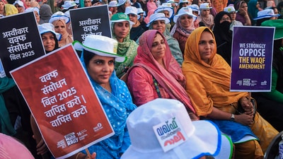 Women take part in IUML's rally against Waqf Act, in Kozhikode, Wednesday, April 16, 2025. (PTI) Women take part in IUML's rally against Waqf Act, in Kozhikode, Wednesday, April 16, 2025. (PTI)