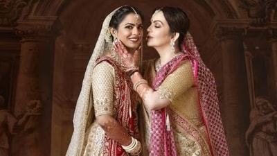 Isha Ambani wore a lehenga designed by Abu Jani Sandeep Khosla on her wedding day. Isha Ambani wore a lehenga designed by Abu Jani Sandeep Khosla on her wedding day.