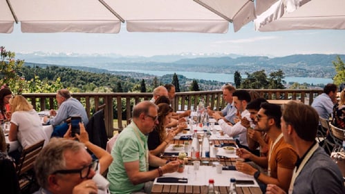 Enjoy fine dining with breathtaking views of Zurich and Lake Zurich at the elegant Zürichberg Restaurant & Bar.