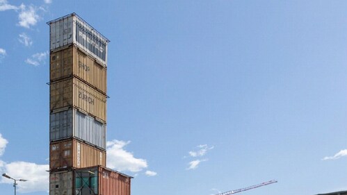 Freitag Tower, built from stacked shipping containers, provides a unique urban viewpoint of Zurich’s industrial quarter and Frau Gerolds Garten.