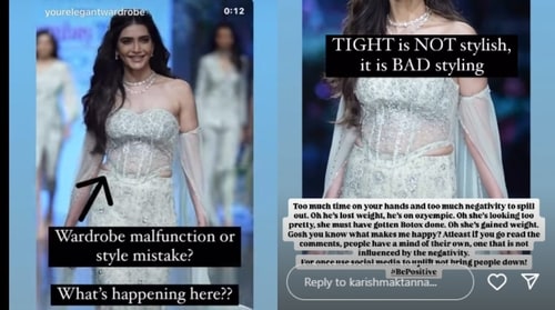 Karishma Tanna blasts troll video pointing out her 'bad styling' and 'bulge' (Photos: Instagram/karishmaktanna) Karishma Tanna blasts troll video pointing out her 'bad styling' and 'bulge' (Photos: Instagram/karishmaktanna)