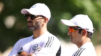 India head coach Gautam Gambhir (R) with assistant coach Abhishek Nayar (BCCI)