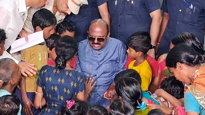 West Bengal Governor CV Ananda Bose meets the families affected by the Murshidabad violence at a shelter home, in Malda. (Saikat Paul/ANI) West Bengal Governor CV Ananda Bose meets the families affected by the Murshidabad violence at a shelter home, in Malda. (Saikat Paul/ANI)