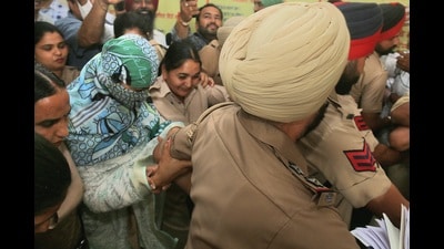 Amandeep Kaur, who was dismissed on April 3, is currently lodged at Bathinda central jail. (HT File) Amandeep Kaur, who was dismissed on April 3, is currently lodged at Bathinda central jail. (HT File)