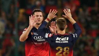 It was Josh Hazlewood who really sent shivers down Punjab's spine with his double wicket over in the eighth. He had already sent back the dangerous Priyansh Arya in the fourth over but Hazlewood went on to dismiss set batter Shreyas Iyer and Josh Inglis in the eighth over.&nbsp; (REUTERS)