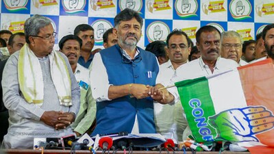 Karnataka Chief Minister Siddaramaiah with his deputy DK Shivakumar. (ANI) (ANI)