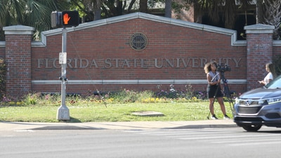 A Florida State University sign is displayed in Tallahassee, Fla., Thursday, April 17, 2025. (AP Photo/Gary McCullough) (AP) A Florida State University sign is displayed in Tallahassee, Fla., Thursday, April 17, 2025. (AP Photo/Gary McCullough) (AP)