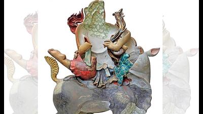 Kamath’s works, including Punarbhava, are a mix of fragments like a hand, foot or a portion of a bird. Kamath’s works, including Punarbhava, are a mix of fragments like a hand, foot or a portion of a bird.